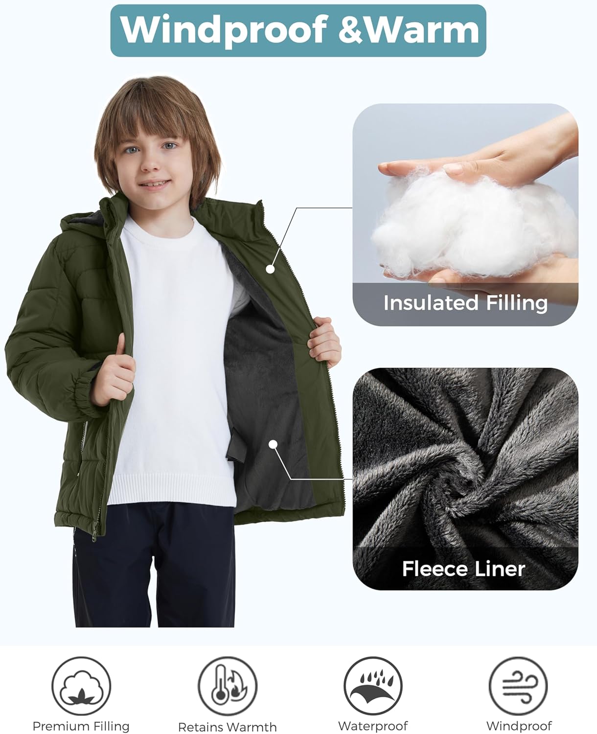 ZSHOW Boys Waterproof Puffer Jacket