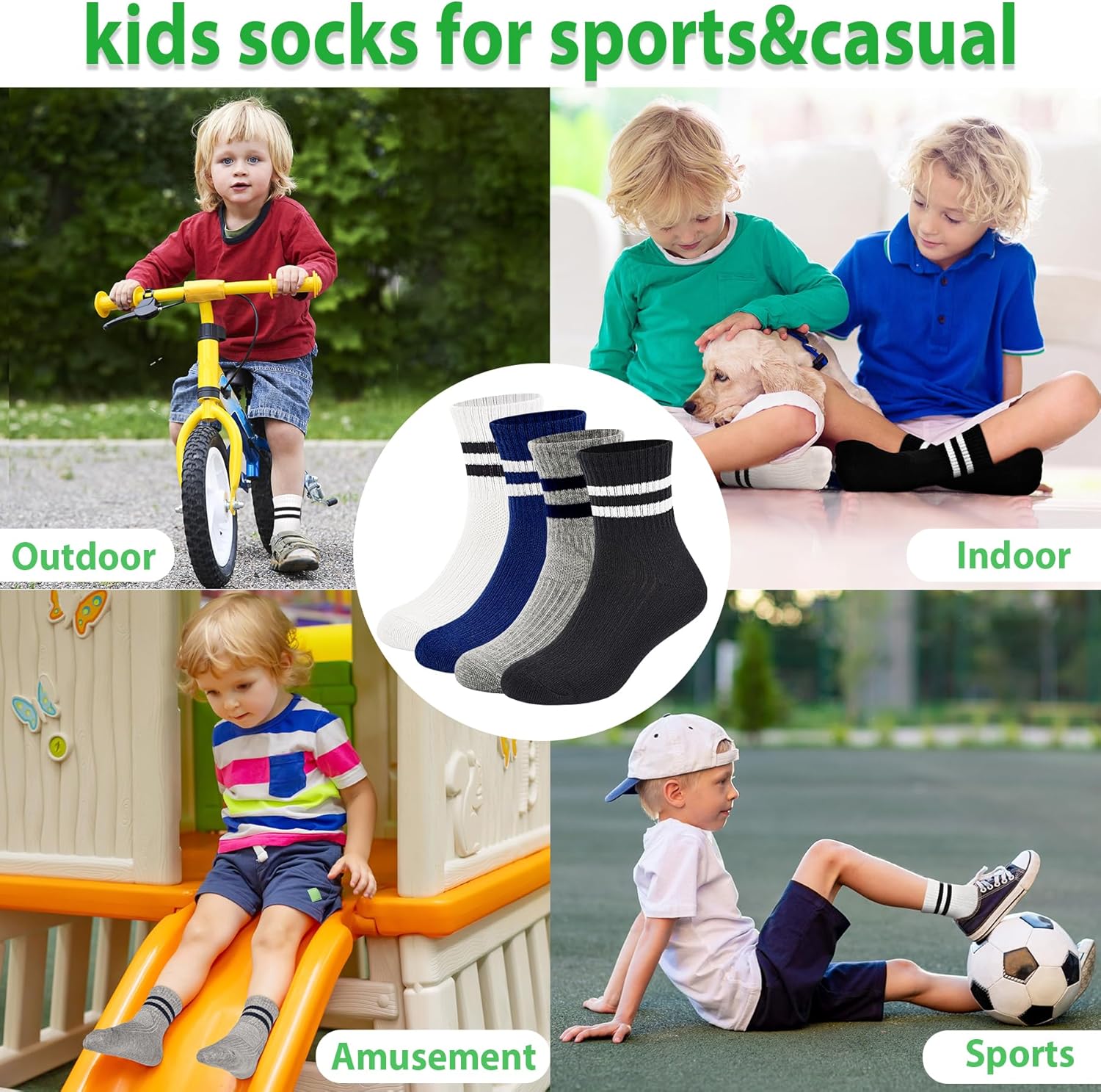Perfect for Kids Soft Comfortable and Durable Cotton Crew Socks