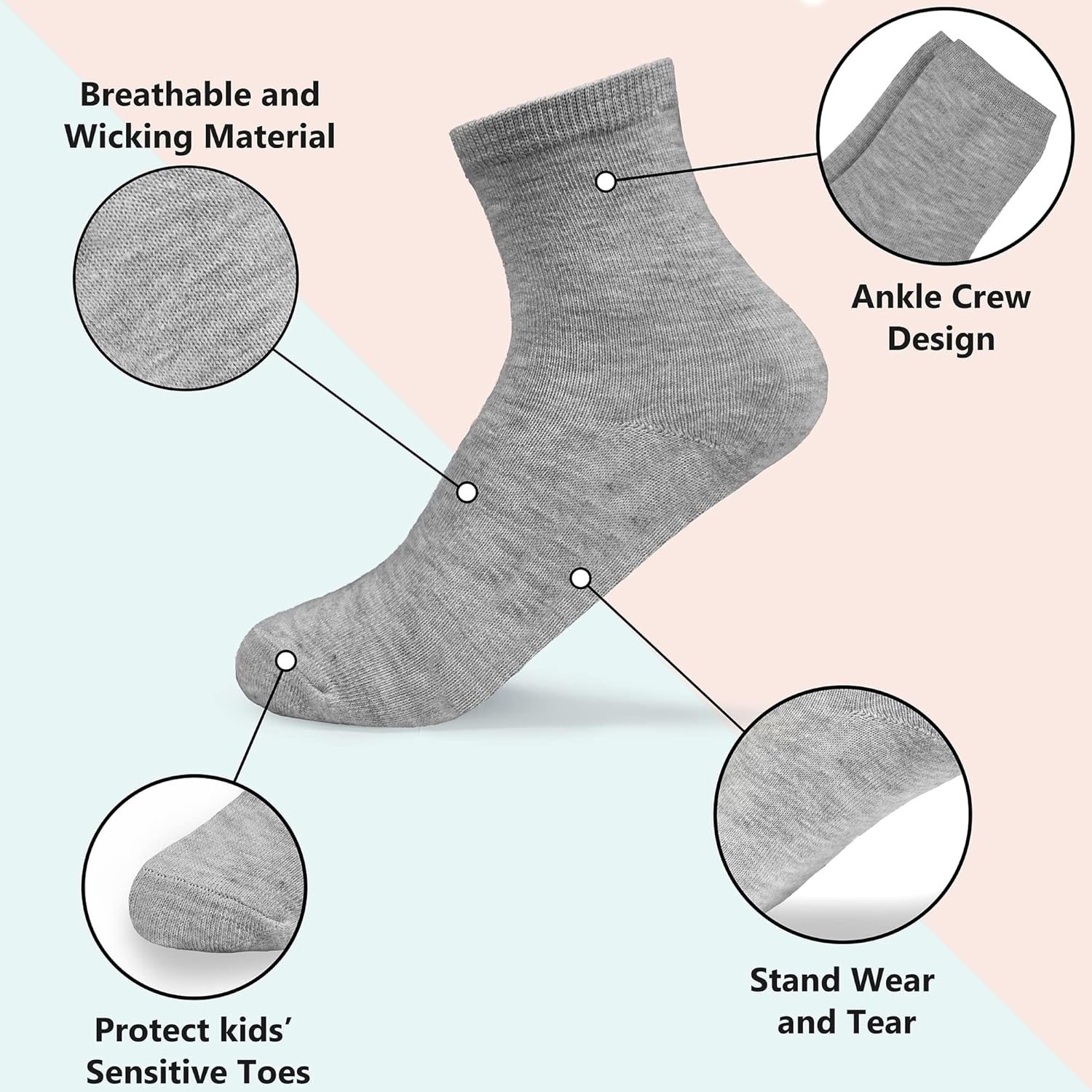 GENTABY Kids Crew Socks 15 Pairs for Boys and Girls