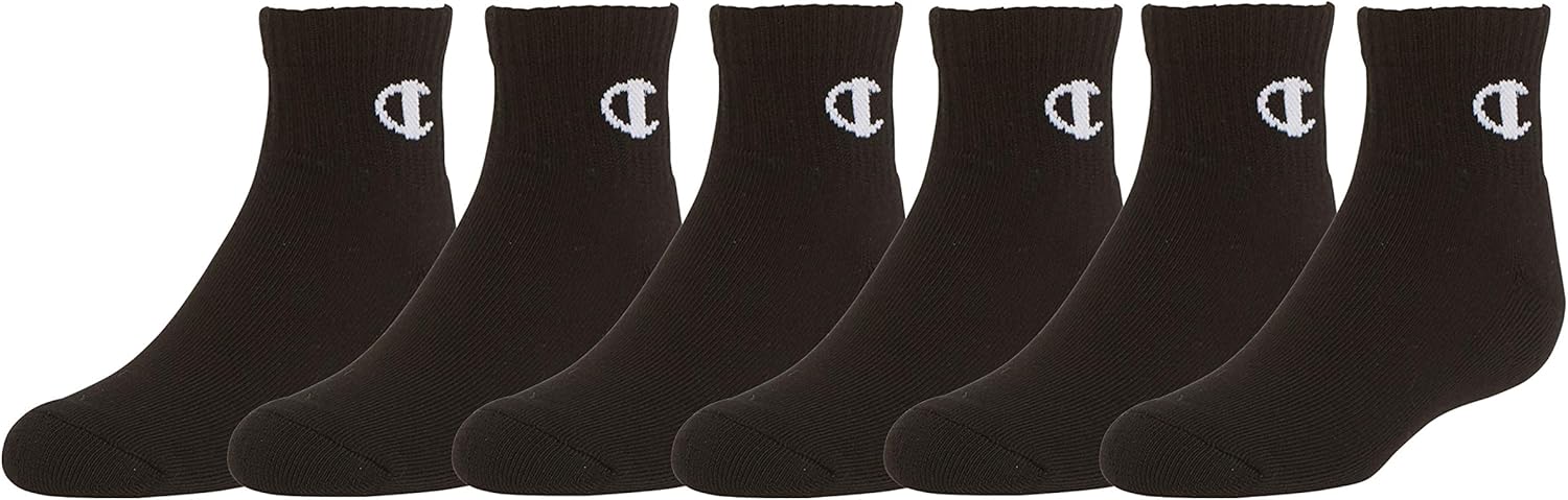 Champion Big Kids 6-Pack Quarter Socks
