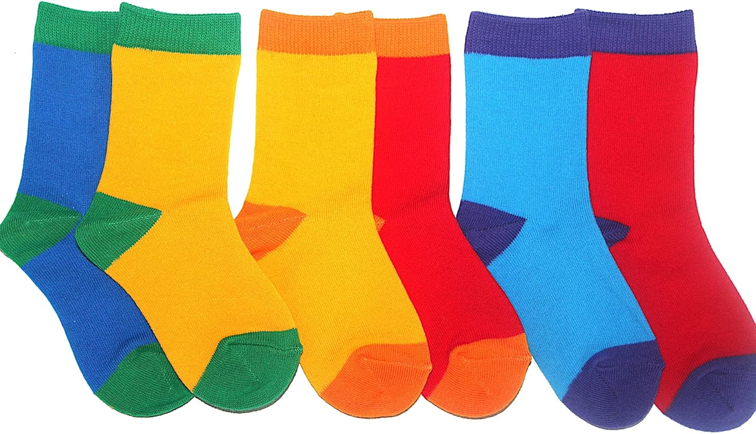 3 Pair Primary Colors Calf Socks for Toddlers
