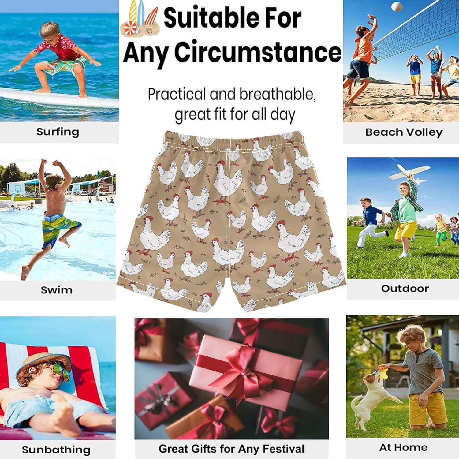 Visesunny Boys Fun Swim Trunks