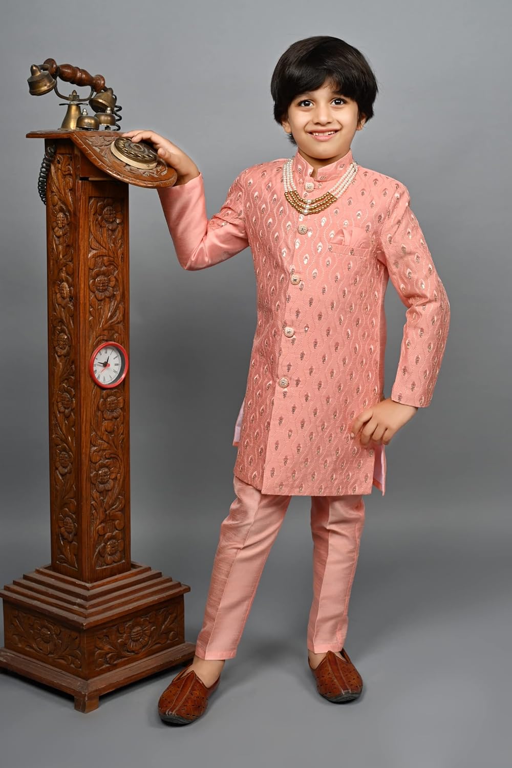 AHHAAAA Silk Blend Kids Party Wear Sherwani Set for Boys