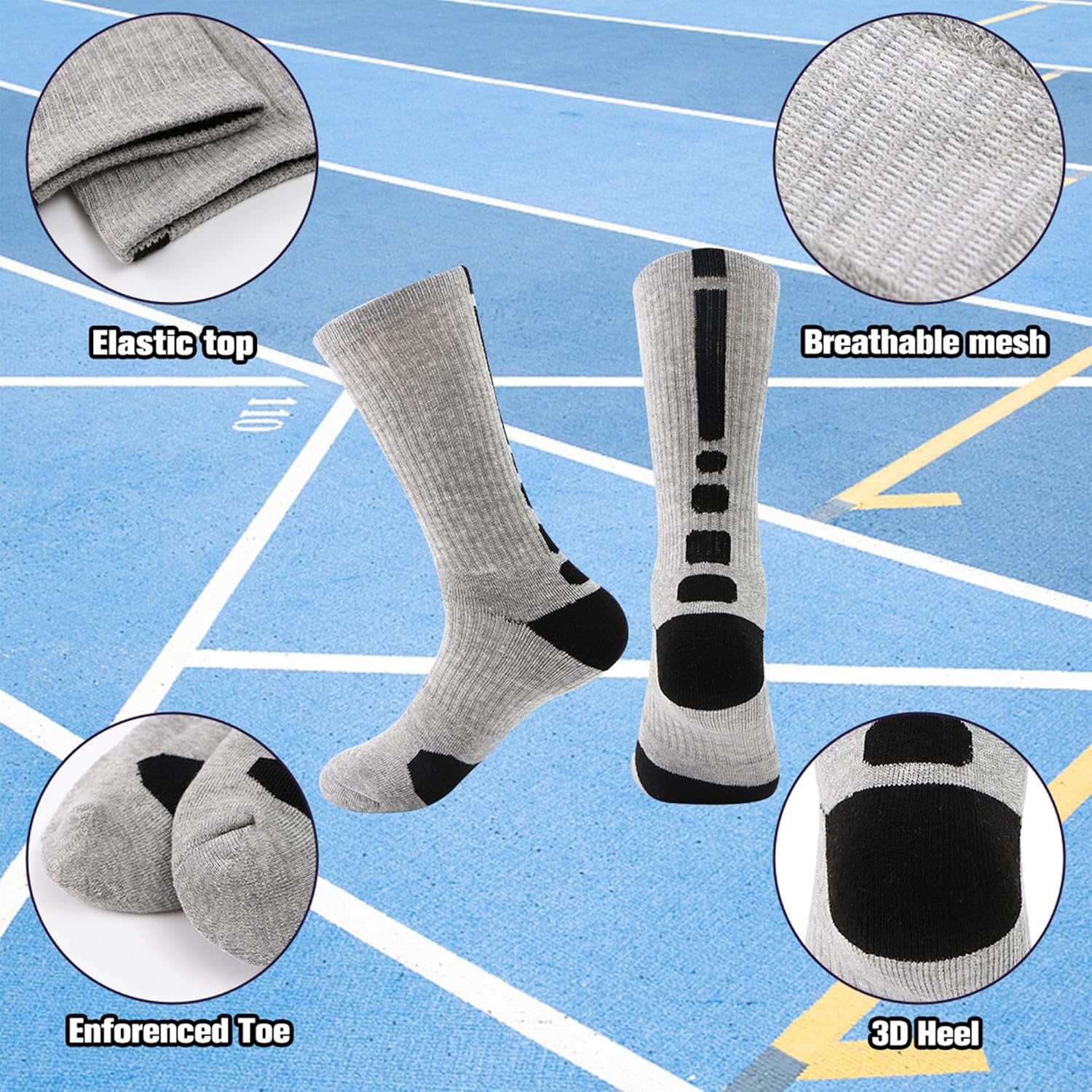 Premium Stretch Boys Crew Socks for Basketball Soccer and More