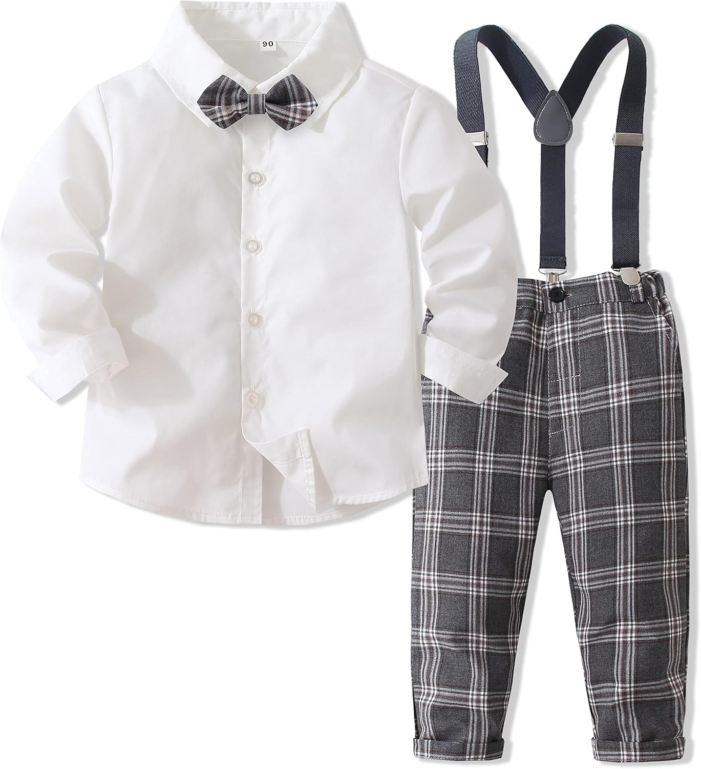 Kimocat Toddler Boy Numer Fashionable Set with Bowtie Suspender Straps
