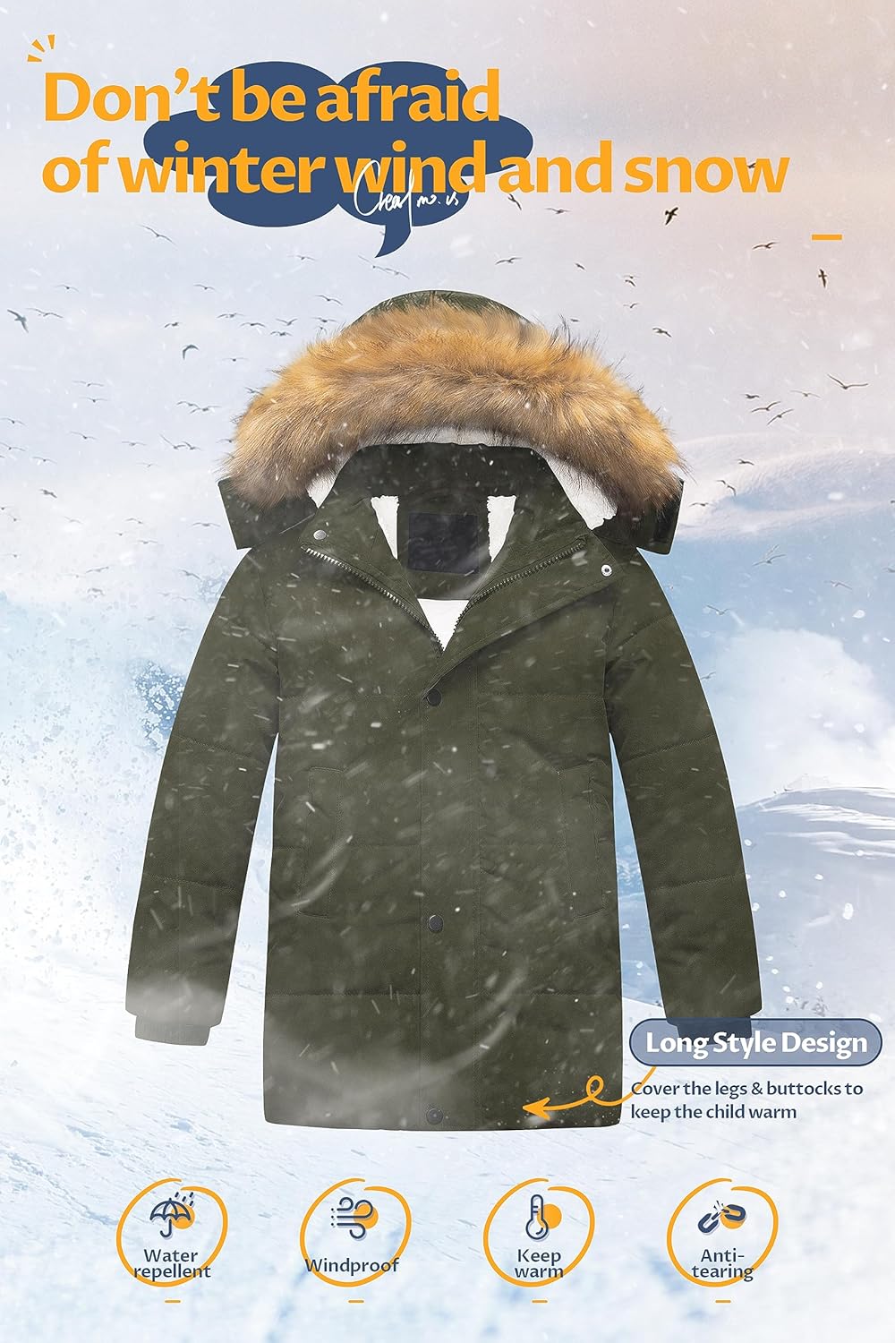 CREATMO US sherpa parka boys winter