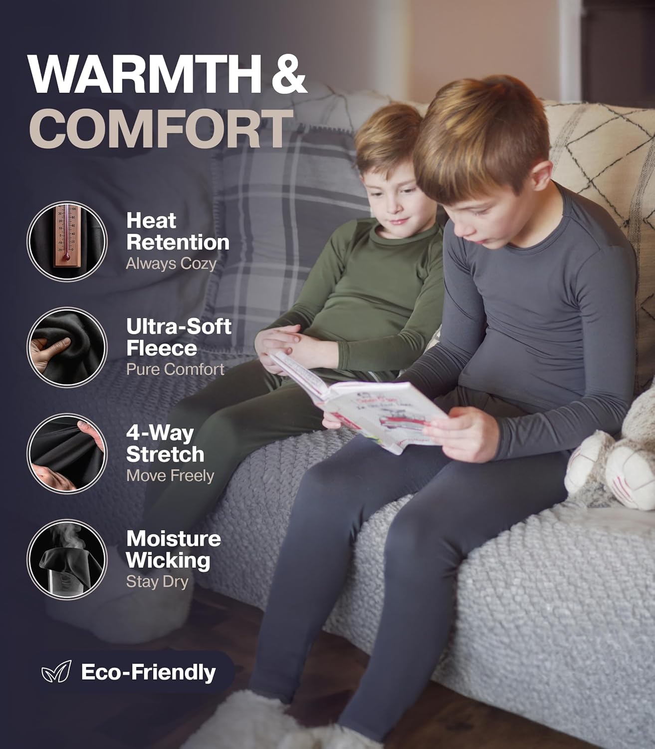 Thermajohn Thermal Underwear Set for Boys Keep Warm Stay Style