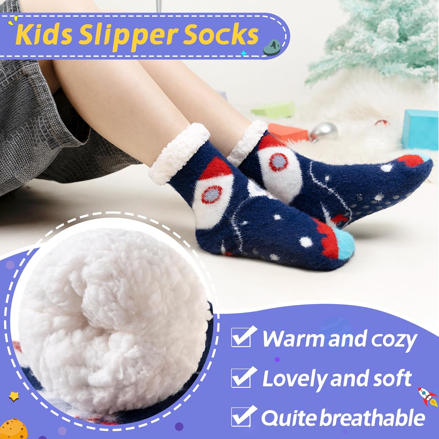 Thick Winter Fuzzy Slipper Socks Kids Men