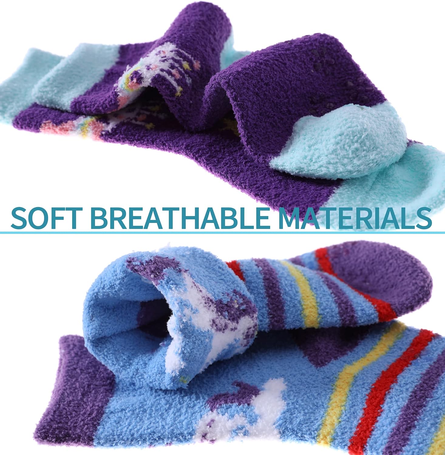 SDBING Kids Fuzzy Socks for Boys Girls Non-Slip Comfy and US-Made