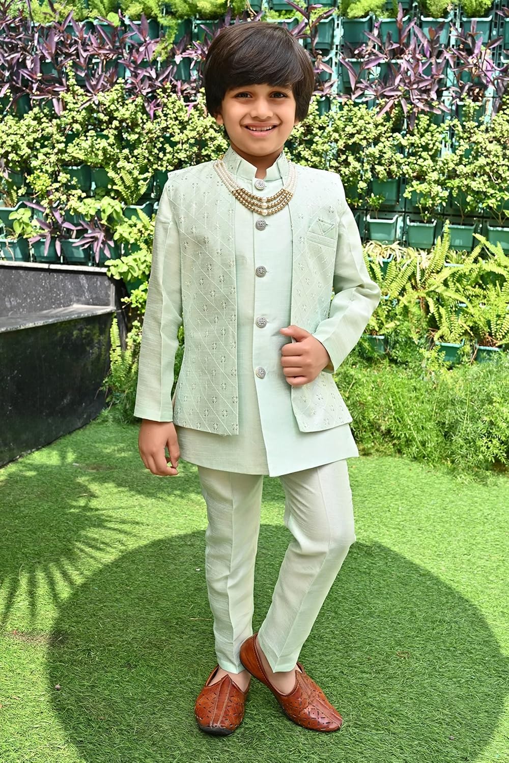 AHHA AAAA Kids Ethnic Silk Blend Indo-Western Sherwani Set for Boys 504MF