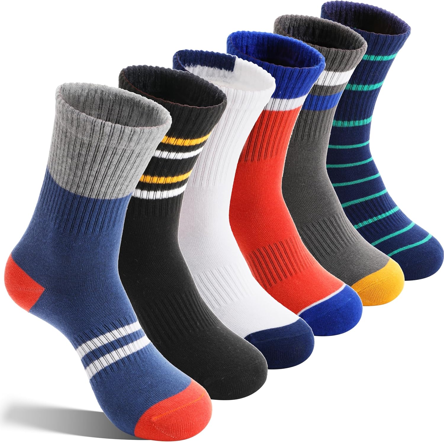 EBMORE 6-Pair Kids Boys Athletic Socks for Outdoor Sports