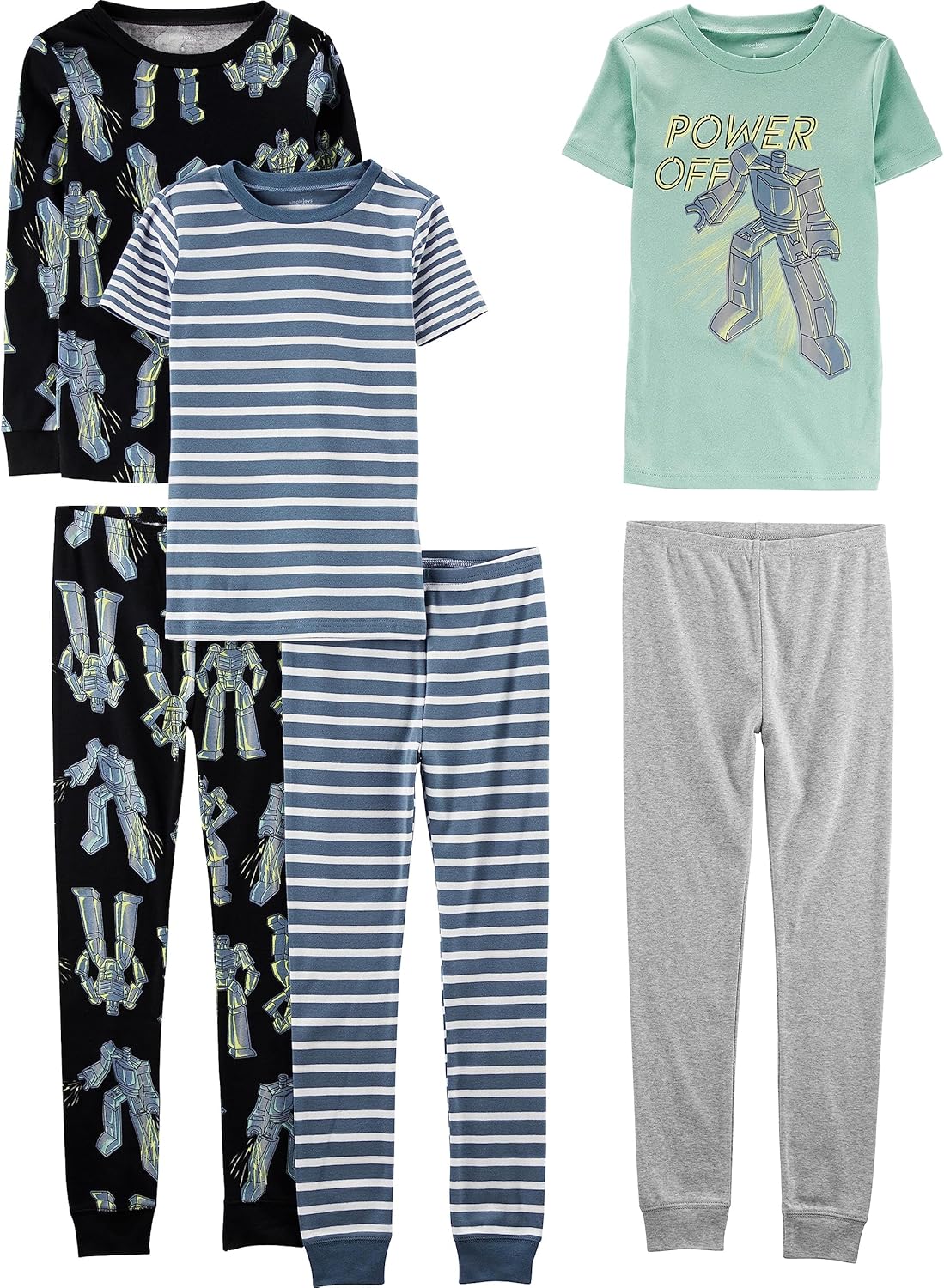 Simple Joys by Carters Boys 6-Piece Pajama Set for Growing Boys Snug Fit and Spuffy Designs