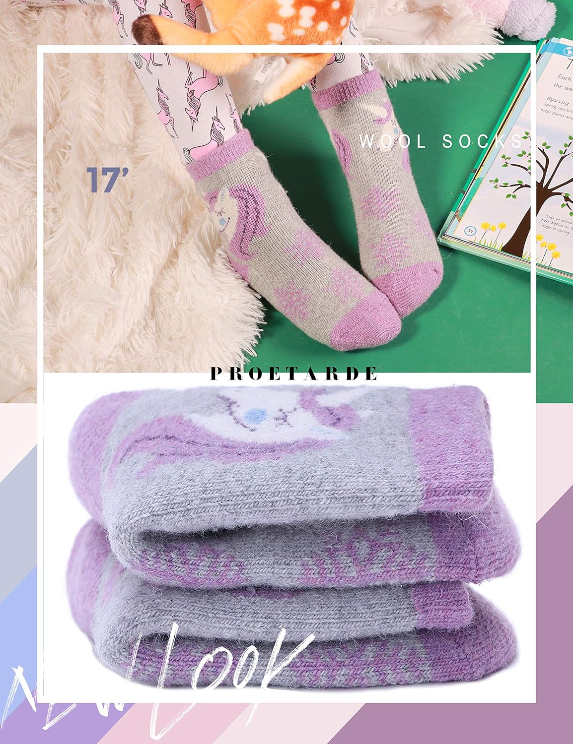 ProEtrade Thick Thermal Wool Socks for Kids 6 Pack
