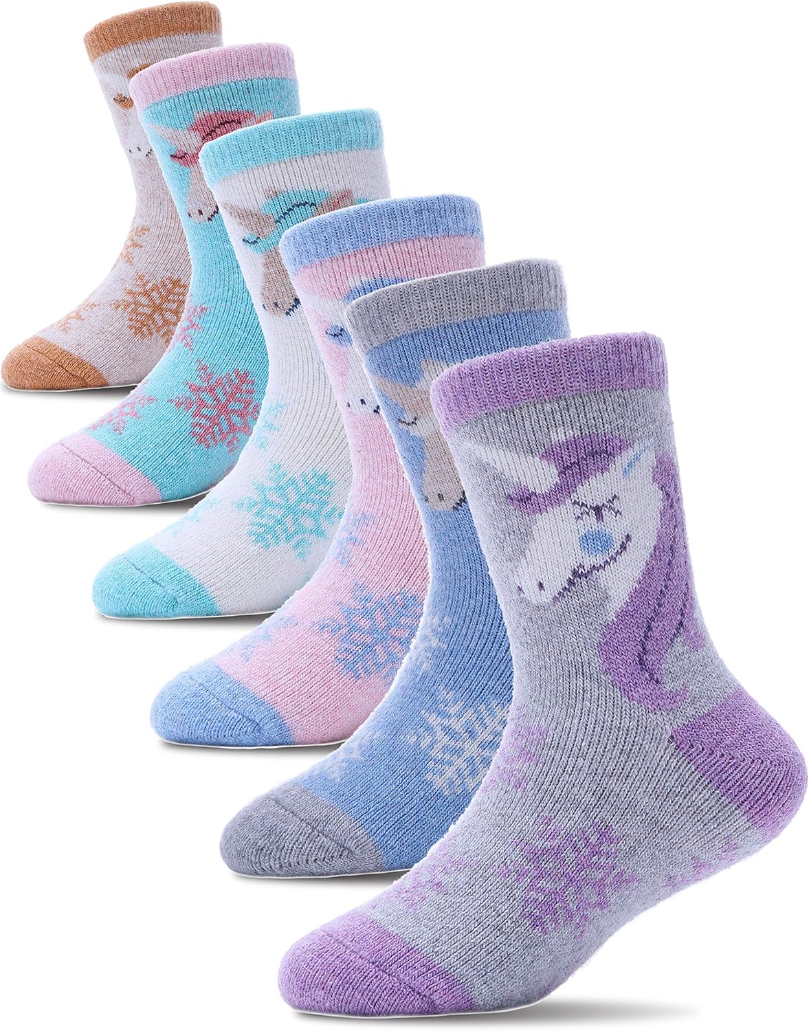 ProEtrade Thick Thermal Wool Socks for Kids 6 Pack