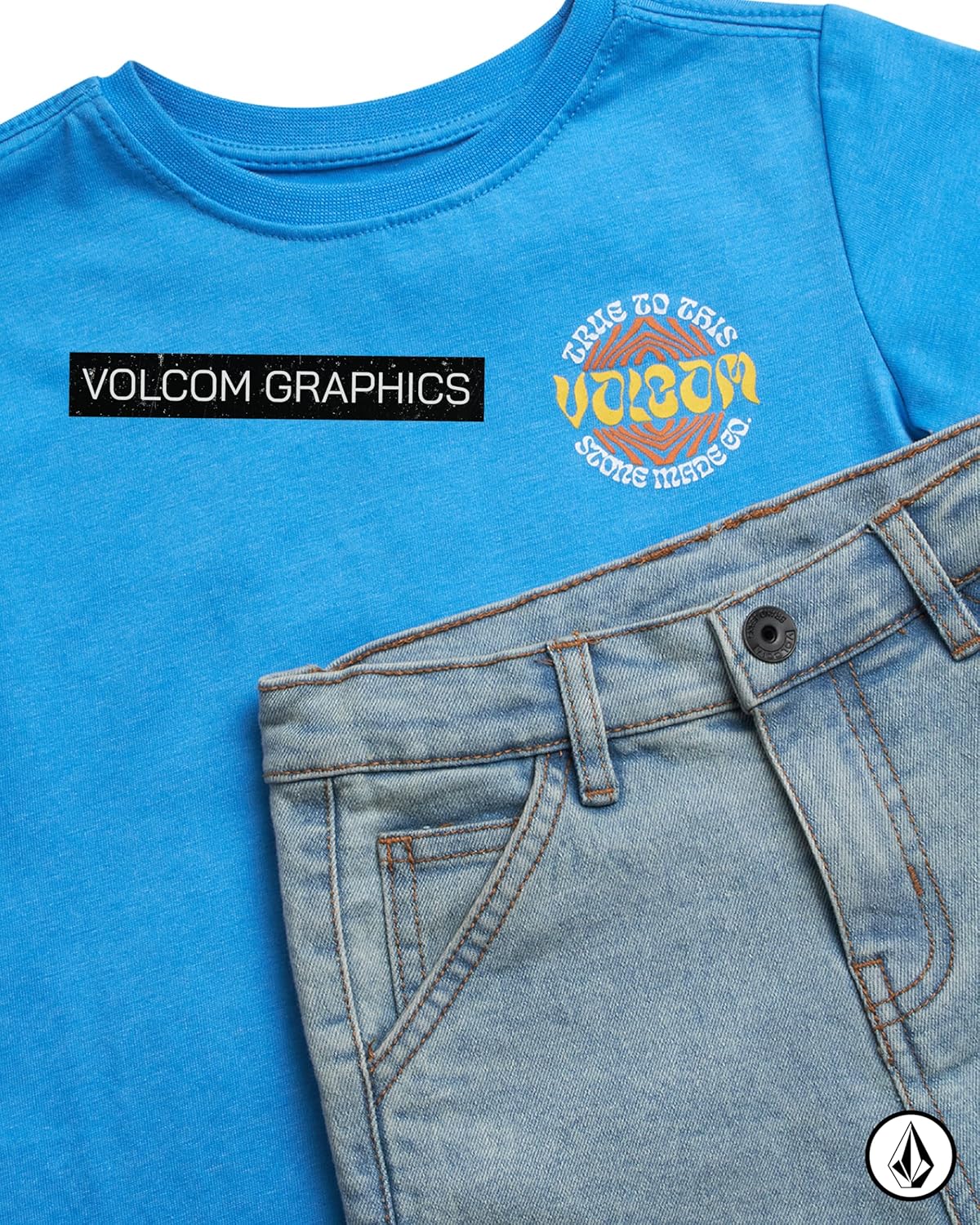 Volcom Boys Casual Shorts Set Graphic T-Shirt Denim Shorts - Perfect for Summer