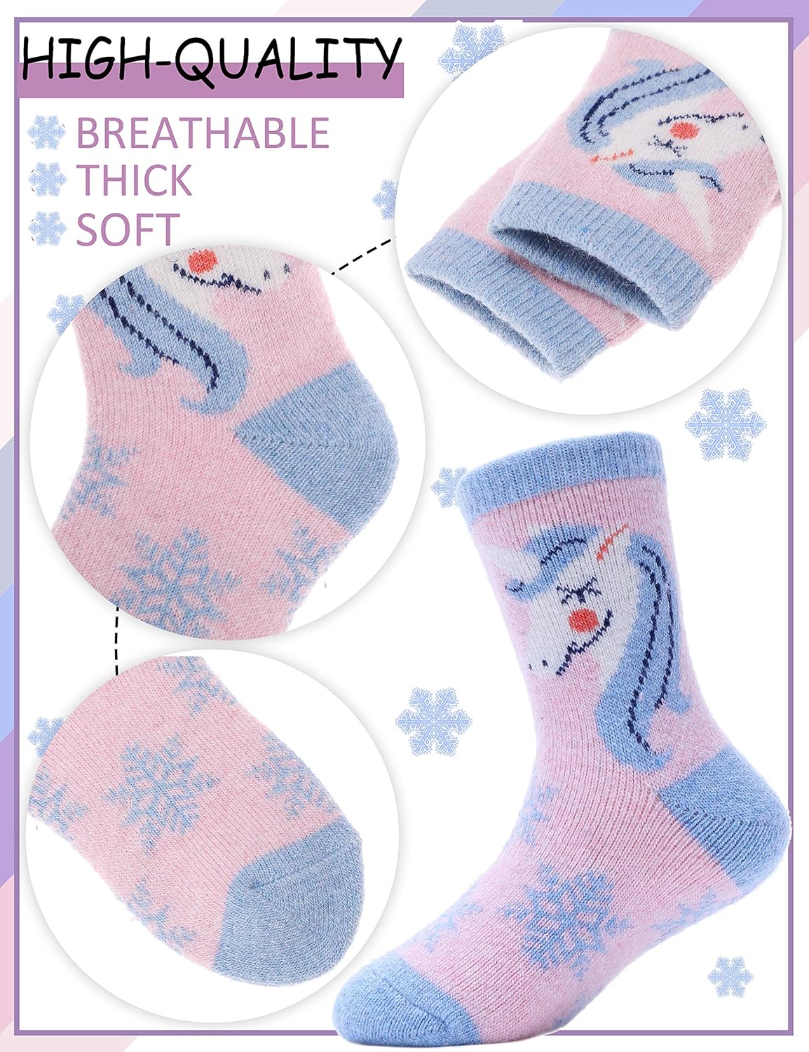 ProEtrade Thick Thermal Wool Socks for Kids 6 Pack