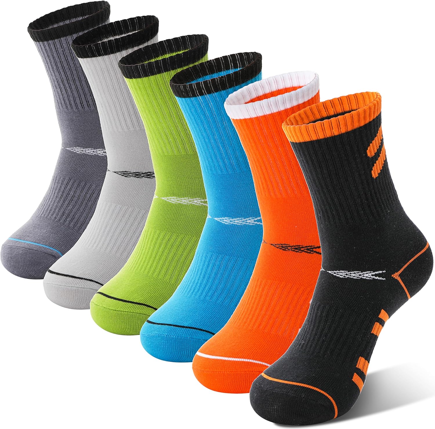6 Pairs Kids Boys Socks for Outdoor Sports