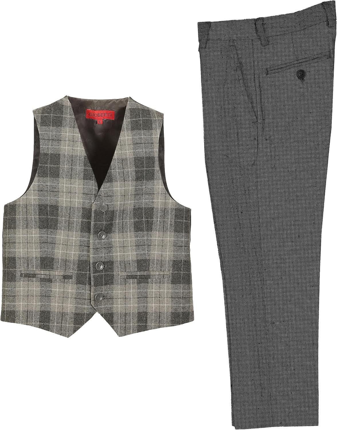 Gioberti Boys Tweed Plaid Set